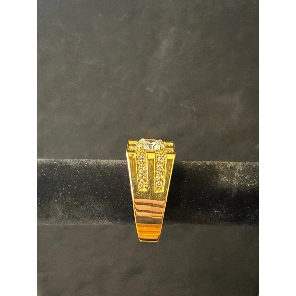 LIND 14K HGE Stamped Solitaire Ring with Simulated Diamond Size 12